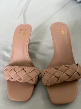 Mix No. 6 Woven Tan Slide Heels